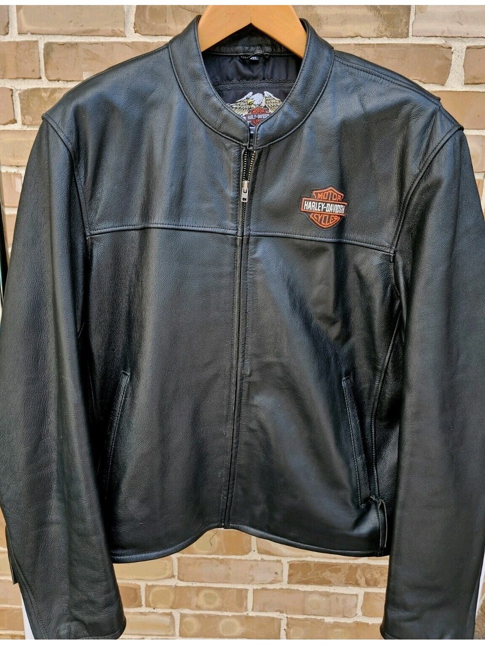 Harley Davidson Leather Jacket Men's 2XL Black Genuine Leather Full Zip Biker